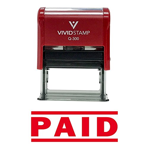 Paid Self Inking Rubber Stamp (Red) - Large