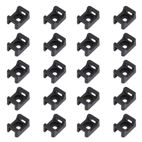 Fippy 150PCS Attache de câble noir supports 23mmx16mm de type selle support de base de câble