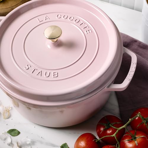 Image of Staub Cast Iron Round Cocotte 7-quart-Peony Pink