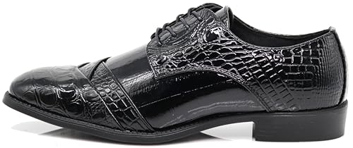 Image of STW Men's Alligator Crocodile Print Oxfords Fashion Lace Up Dress Shoes