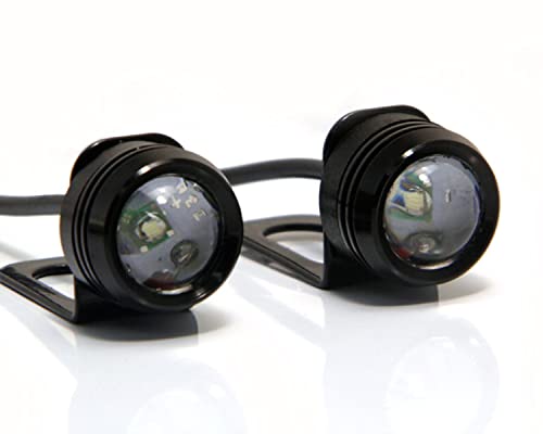 Alchemy Parts Motorbike Scooter LED Daytime Running Lights Auxiliary DRL | High-Performance | Ultra Bright White 3W Projector Fog Lights | Universal Fit with Mounting Brackets (2PCS)
