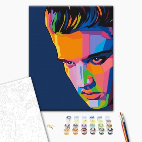 murando - Malen nach Zahlen Porträt Elvis Vintage 40x50 cm Malset mit Holzrahmen auf Leinwand für Erwachsene Kinder Gemälde Handgemalt Kit DIY Geschenk Dekoration n-A-1522-d-a