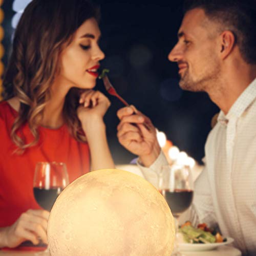 relaxdays Bianco Lampada Luna 3D, 2 Colori, Regolabile, Touch Sensor, Senza Cavo, per Bambini, Illuminazione a LED 15 cm - Image 6