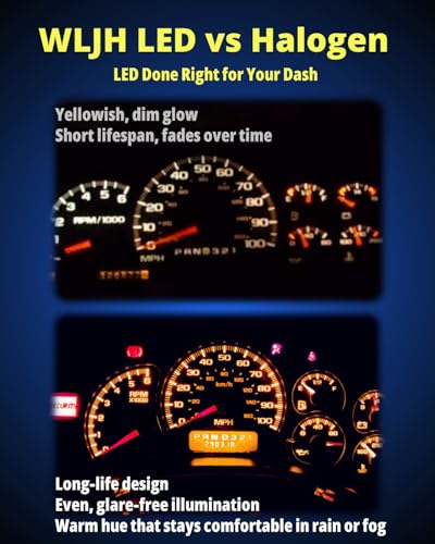 Image of WLJH 40-Pack T10 T5 LED Bulbs with Twist Sockets, 194 168 2825 74 37 W5W | 4014 SMD, 300lm, Polarity-Free, Dimmable, for Dash Instrument Cluster Lights, Dome Map License Plate Parking Lights, Yellow