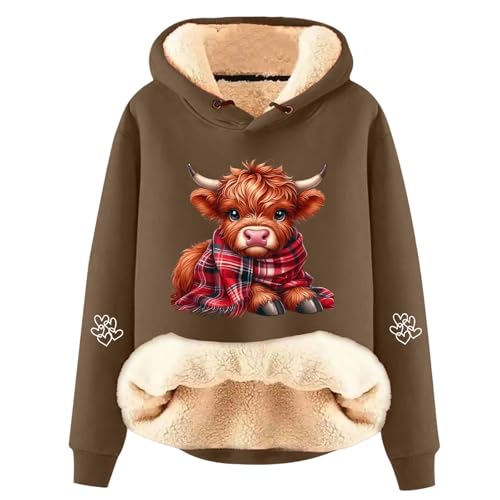 Sweat à capuche en polaire vache WWricotta pour femme