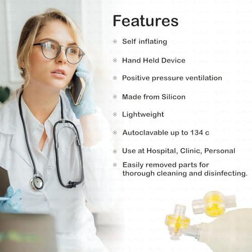 Image of OTICA Silicone Ambu Bag Kit with Mask & Oxygen Tube | Autoclavable Manual Resuscitator Bag Valve Mask (BVM) | Latex- Free Emergency CPR Ventilation Kit for Pediatric Care - Child (500 ml)