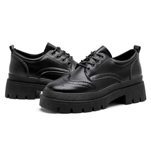 MEMON Oxford Shoes for Women,Platform Oxfords for Women,Low Heel Lace-Up Chunky Classic Oxford,Business Work Office Dress Shoes - Image 6