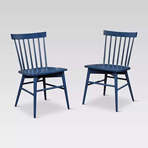 Image of APRODZ Mango Wood Dining Chairs Only | Wooden Set of 2 Dinning Chair for Kitchen & Dining Room Chair for Cafeteria Living Room Home, Bedroom, Cafe and Hotels (Dark Blue)