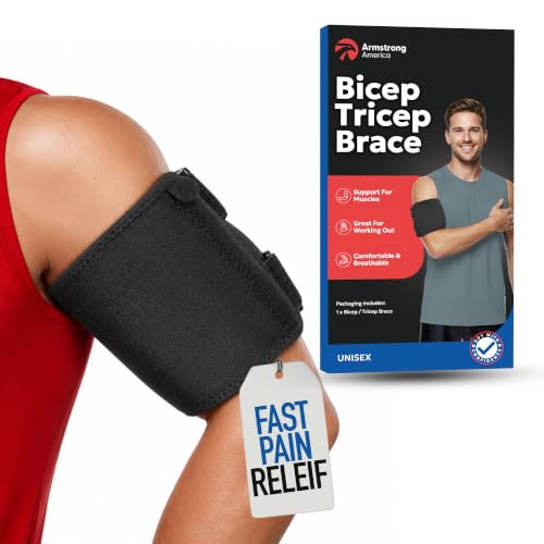 Bicep Tendonitis Brace - Bicep Brace & Upper Arm Compression Sleeve for Triceps & Biceps Support - Upper Arm Brace for Tendonitis Pain Relief, Bicep Strains - Women & Men (LARGE 10