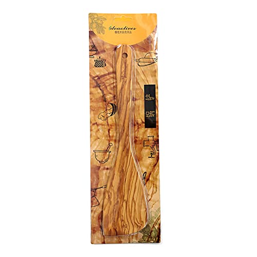 Ideaolives Olive Wood Spatula, Natural Wood Curved Spatula For Frying, Long Wooden Spoon For Flipping & Stirring, Curved Wood Utensils For Steak & Pizza, Perfect Housewarming Gift, 13 Inches Length #TOP1