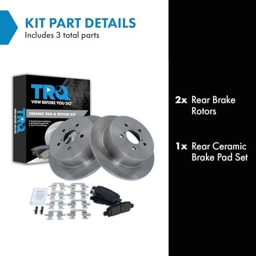 Image of TRQ Rear Brake Pad and Rotor Set Ceramic Compatible with 2008-2009 Subaru Legacy