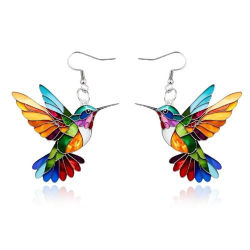 JUGUTA Bunte Kolibri Ohrringe, 2D Neue Modevogel Hänge Ohrringe, Acryl Tiere Hänge Ohrringe Für Frauen, Kolibri Schmuck Geschenke JUGUTA Bunte Kolibri Ohrringe, 2D Neue Modevogel Hänge Ohrringe, Acryl Tiere Hänge Ohrringe Für Frauen, Kolibri Schmuck Geschenke