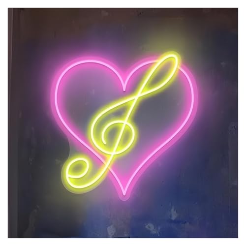 Néon Musique et Coeur LED 35 cm avec intensité réglable via USB