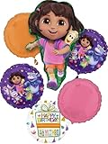 Anagram Dora's Birthday Party Supplies 6pc Foil Balloon Bouquet Decorations