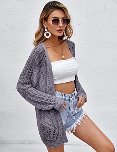Image of Women Crochet Lightweight Cardigan Cover Up Open Front Long Sleeve Summer Cardigans