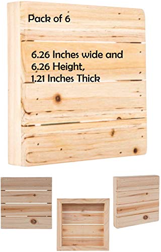 Oojami DIY Unfinished Small Pallet Wood Sign - 6 Pack | Square Wood Panels for Crafts, Painting, Engraving & Home Decor | Rustic Wooden Signs for DIY Art Projects - 6.25x6.25 Inches