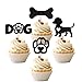 24 PCS Pet Dog Theme Cupcake Toppers Glitter Bone Puppy Dog Paw Cupcake Picks Puppy Dog Theme Baby Shower Birthday Party Cake Decorations Supplies Black