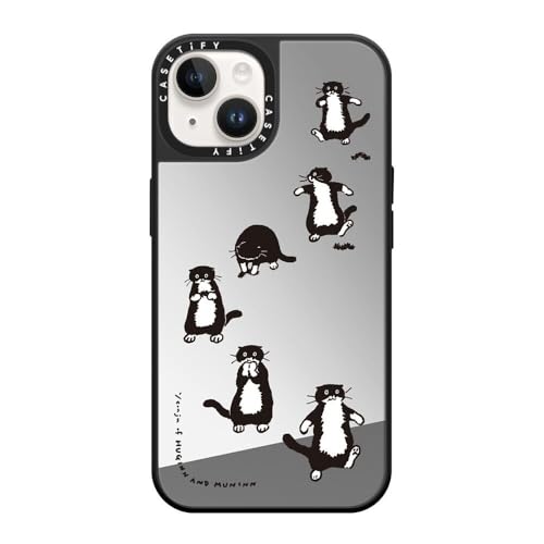 CASETiFY �~���[ iPhone 14 �P�[�X [1.5m����̗����������N���A/MagSafe �ɑΉ�] - A SMALL HUNTER - �V���o�[ (�u���b�N�o���p�[)