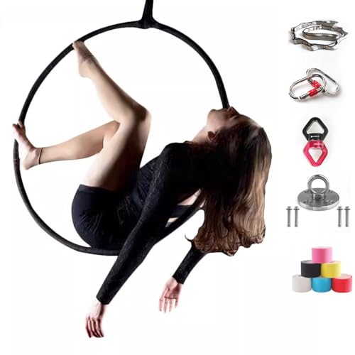 Aerial Hoop, Lyra professionale per fitness aereo, ginnastica e prestazioni acrobatiche, design a punto singolo per studi di danza, diametro 85 cm, supporto forte.