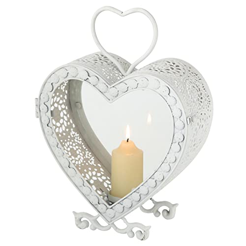 Laterne Herz weiß Windlicht zum Aufhängen Windlicht mit Ornamente...