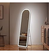 EMKE Standing Mirror with Lighting 147 x 45 cm with 3 Light Colours Dimmable Cool White Neutral Warm White Lic...