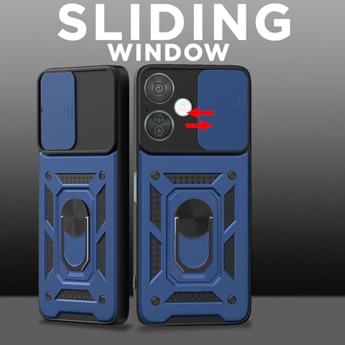 Image of AIBEX Back Cover for OnePlus Nord CE 3 Lite 5G | D10 Tough Armor Case | Sliding Camera Shield | 360 Protection | Kickstand Ring Holder | Military-Grade Shockproof Bumper Case