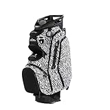 Sun Mountain Women's C130 Lightweight Cart Golf Bag 14-Way Top - 11 Pockets, Smart Dual Strap System, Push-Electric-Riding Cart Compatible Compression Base, 2026 Model - Black-Zebra