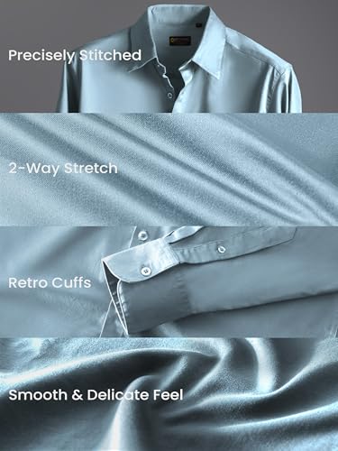 Image of BEYOUNG Regular Fit Formal Satin Shirt for Men | Full Sleeves | Men's Stylish Satin Silk Shirt | Formal Shirt | Buttondown Collar | Satin Solid Shirt for Men