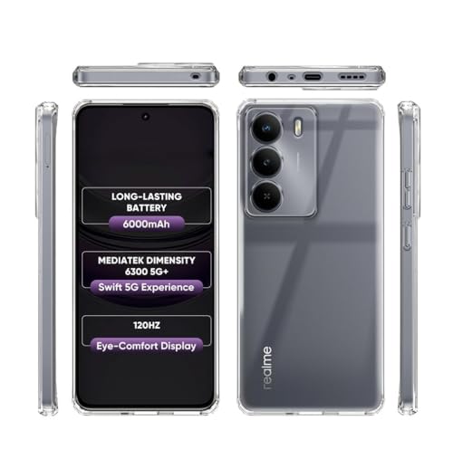 Image of COVERBLACK Soft Rubber Silicon Clear Case Back Cover Compatible for Realme P4x 5G - Transparent