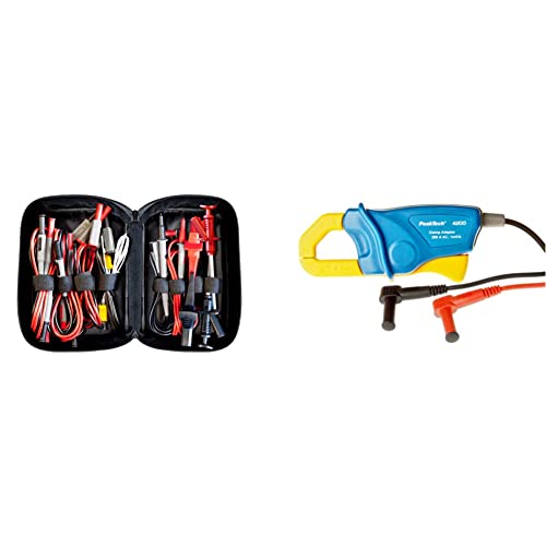 Peak Tech P 8200 – Messzubehör Set für Digital Multimeter, Elektronik Sortiment mit Prüfkabel, Laborleitungen, Messleitungen, Krokodilklemmen - 14-teilig & Stromzangenadapter 200 A AC , 1 Stück