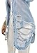 sexycherry Denim Light Blue Jackets for Women Casual Classic Distressed Long Sleeve Botton Down Trucker Jeans Ripped Coat Outwear(Large)