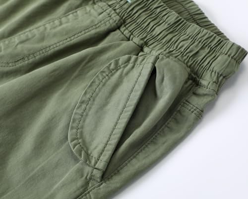 Image of Girls Cargo Pants Kids Pants Khaki Elastic Ankles Wide Leg Teen Streetwear Trendy Jogger Sweatpants