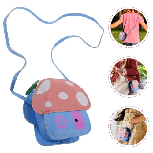 Pu Material Boys and Girls Mushroom Bag Cartoon Purses for Boys and Girls Coin Purse Sling Bag Random Color4