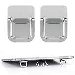 Bewudy 2PCS Portable Keyboard Riser, Self-Adhesive Mini Laptop Stand Invisible Computer Keyboard Stand for Desk, Foldable Laptop Feet with Anti-slip Silicone (Silver)