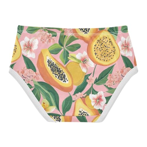 Wusikd Papaya Floral Girls' Underwear Cotton Leaves Tropical Girls Briefs Soft Toddler Underwear 2T2