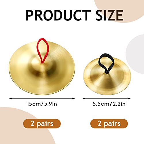 Ctosree 8 Pcs Finger Cymbals Mini Copper 2.2 Inch And Hand Cymbals 5.9 Inch Kids Gong Sets Belly Dancing Finger Zills Band Rhythm Beats Percussion Musical Instruments Toy For Musical Dancer Party #TOP1