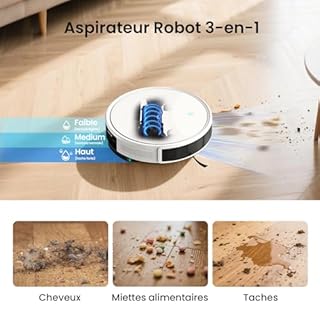 Lefant M350 Robot Aspirateur Laveur avec Station, 3 en 1, 6000Pa, Vidange Automatique, Navigation Laser avec Cartographie, Zones Virtuelles, Idéal pour Les Sols,Tapis Poils d'animaux, WiFi/Alexa/App