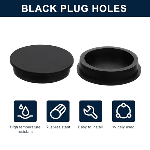 Image of uxcell 2 Pcs Black Plug Holes, Waterproof Rubber Button Plug for 71mm / 2.8 inch Hole