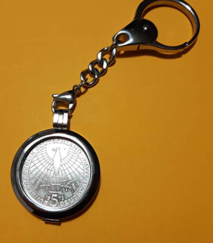 Moneda de plata incrustada 1973 5 DM llavero de hombre con tapa de cono 3