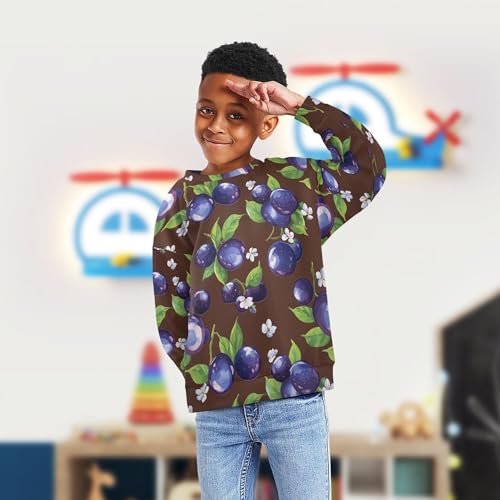 JUNZAN Saskatoon Berry Fruit Brown Kids Girls Sweatshirts Hoodies Fleece Boys Sweat Shirt Party 4T4