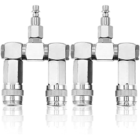 2 Pcs Air Hose Connectors 2 Way Air Hose Splitter Fittings Air Compressor Fittings High Pressure Resistance Air Manifold Swivel 360 Degrees Connectors Air Compressor Accessories Cover