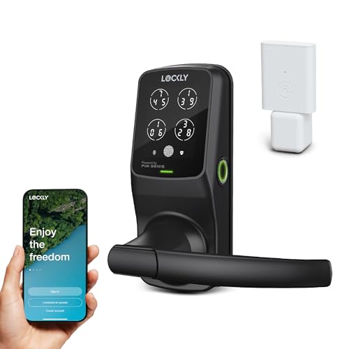 Lockly Secure Pro Smart Lock Wi-Fi, Keyless Entry Digital Keypad Door Lock, 3D Biometric Fingerprint Sensor Front Door Lock with Handle, Voice Control & Auto Lock - Latch Edition