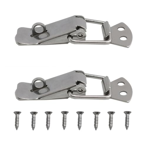 yukata Stainless Steel Latch Toggle Latch Hasp Box Cabinet Latch Hardware Closet Box Cabinet Trunk Trailer Toolbox Door Hood Latch Metal Fasteners 2PCS (2.18 x 2.75 x 0.94 inches)