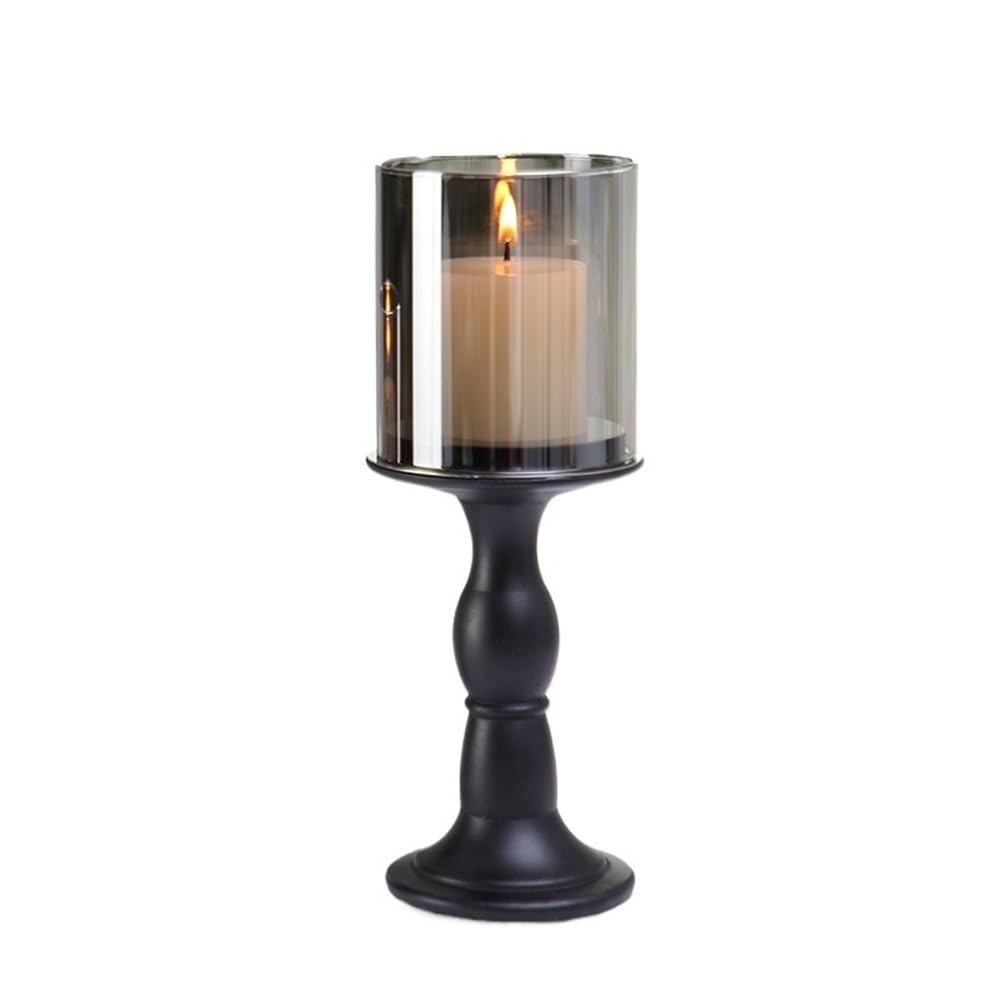 SDGBCXD candlestick holder, Retro Candlestick Ornaments Black Roman Column Base Candle Holder Light Luxury Decoration Decor(L)