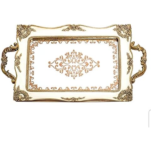 Luxury Decorative Mirrored Jewelry Tray ~ Elegant Designed Display and Serving Tray with Gold and White Rim Cover