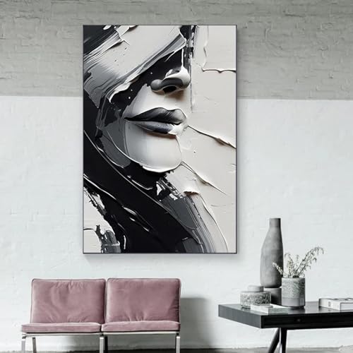 Décoration de salon moderne avec toile visage abstrait - 4