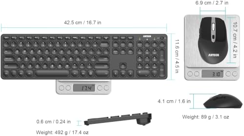 Arteck 2.4G Wireless Keyboard and Mouse Combo Ultra Slim Full Size Keyboard Keyboard and Ergonomic Mice for Computer Desktop PC Laptop and Windows 11/10/8/7 Build in USB-C Rechargeable Battery by Arteck - Used condition - Image 6