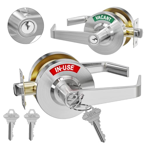 XMZ-DDUP Keyed Commercial Bathroom Door Handle, Vacant Occupied Bathroom Lock, Occupied Door Handle, Privacy Indicator Door knob with Sign for Public & Industrial Buildings | Office, Restrooms, Bars