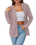 CAENP zip up hoodie Women long sleeve loose sweatshirt 2025 autumn winter fashion women's lightweight fleece zip up jacket workout clothing-Lavender-XL