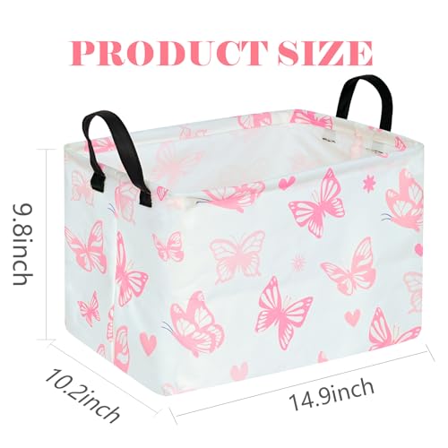 Image of Storage Basket Home Shelf Basket Kids Organizer Box Clothes Laundry Hamper Nursery Bin Gift Laundry Basket with Handles for Home (Butterfly)